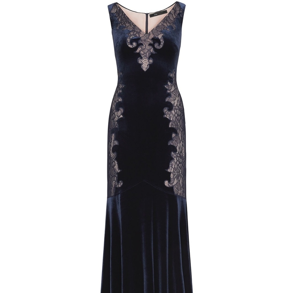 BCBGMAXAZRIA Lace Velvet Gown - Navy